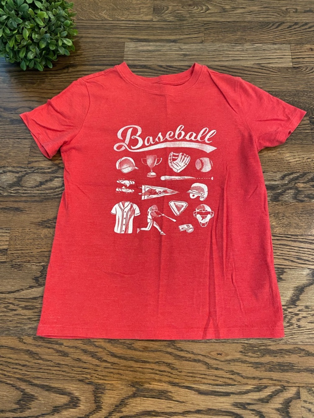 Cat & Jack Red Baseball Graphic Tshirt Sz 6-7